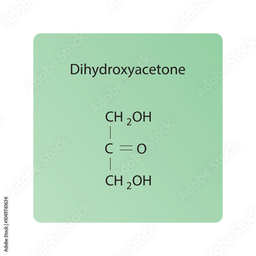 Dihydroxyacetone skeletal structure diagram.Ketose compound molecule scientific illustration.
