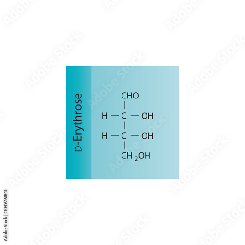 D-Erythrose skeletal structure diagram.Sugar compound molecule scientific illustration.