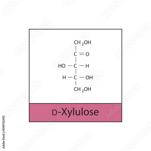 D-Xylulose skeletal structure diagram.Ketose compound molecule scientific illustration.
