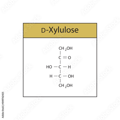 D-Xylulose skeletal structure diagram.Ketose compound molecule scientific illustration.
