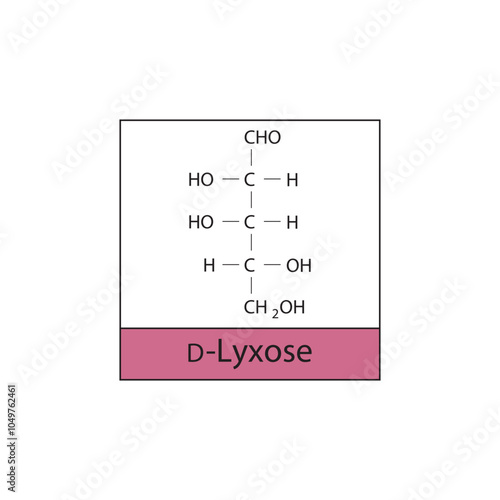 D-Lyxose skeletal structure diagram.Sugar compound molecule scientific illustration.