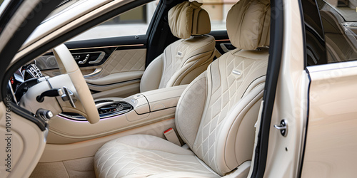 Wallpaper Mural Elegant Beige Leather Car Interior Torontodigital.ca