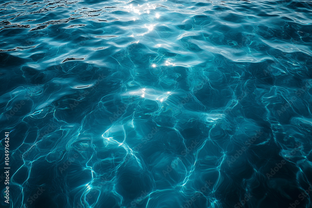Close-up of crystal clear blue water surface with sparkling waves. Close-up of crystal clear blue water surface with sparkling waves.