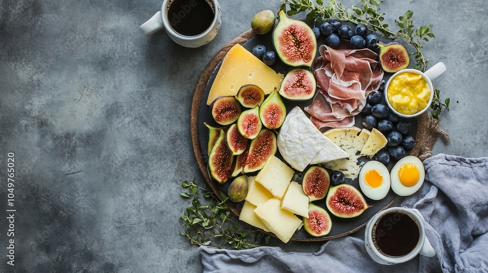 Appetizer Platter with Figs, Cheese, Prosciutto and Blueberries Appetizer Platter with Figs, Cheese, Prosciutto and Blueberries