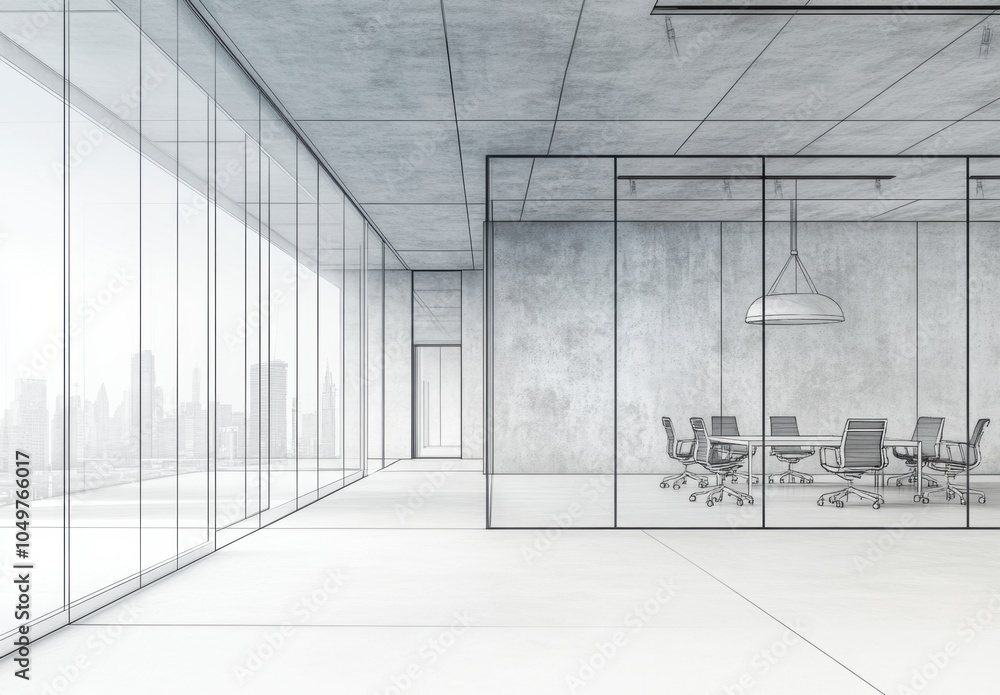 Fototapeta premium Office Design Sketch.