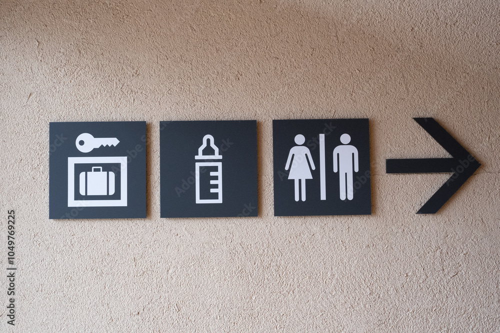 Toilet and Coin Locker direction sign
