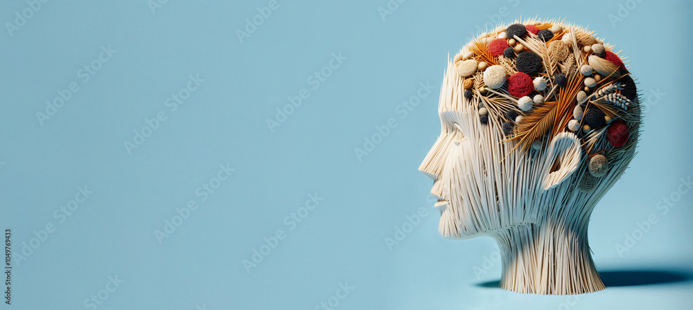 Obraz premium Woman head made of puzzle, concept related to mental illness.Concept related to World Mental Health Day.