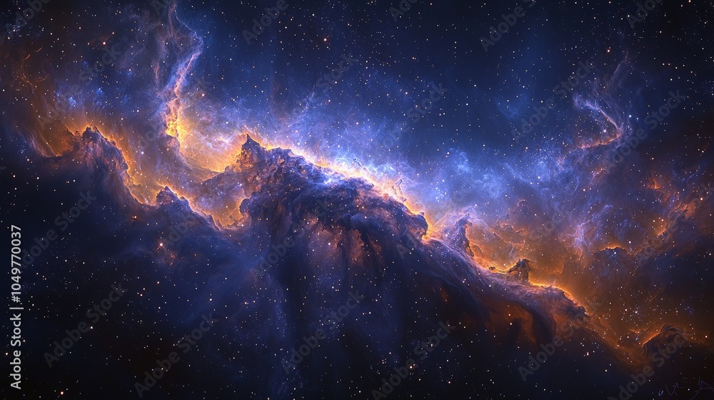 A stunning cosmic nebula with vibrant colors and swirling clouds of gas and dust. A stunning cosmic nebula with vibrant colors and swirling clouds of gas and dust.