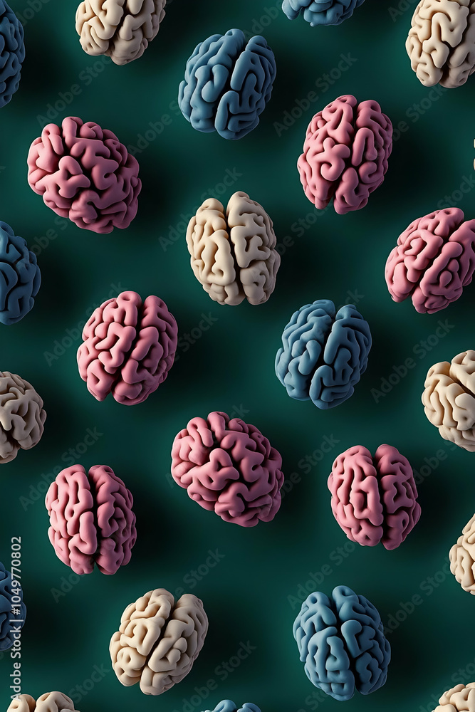 Colorful Brain Patterns Floating on Dark Background Colorful Brain Patterns Floating on Dark Background