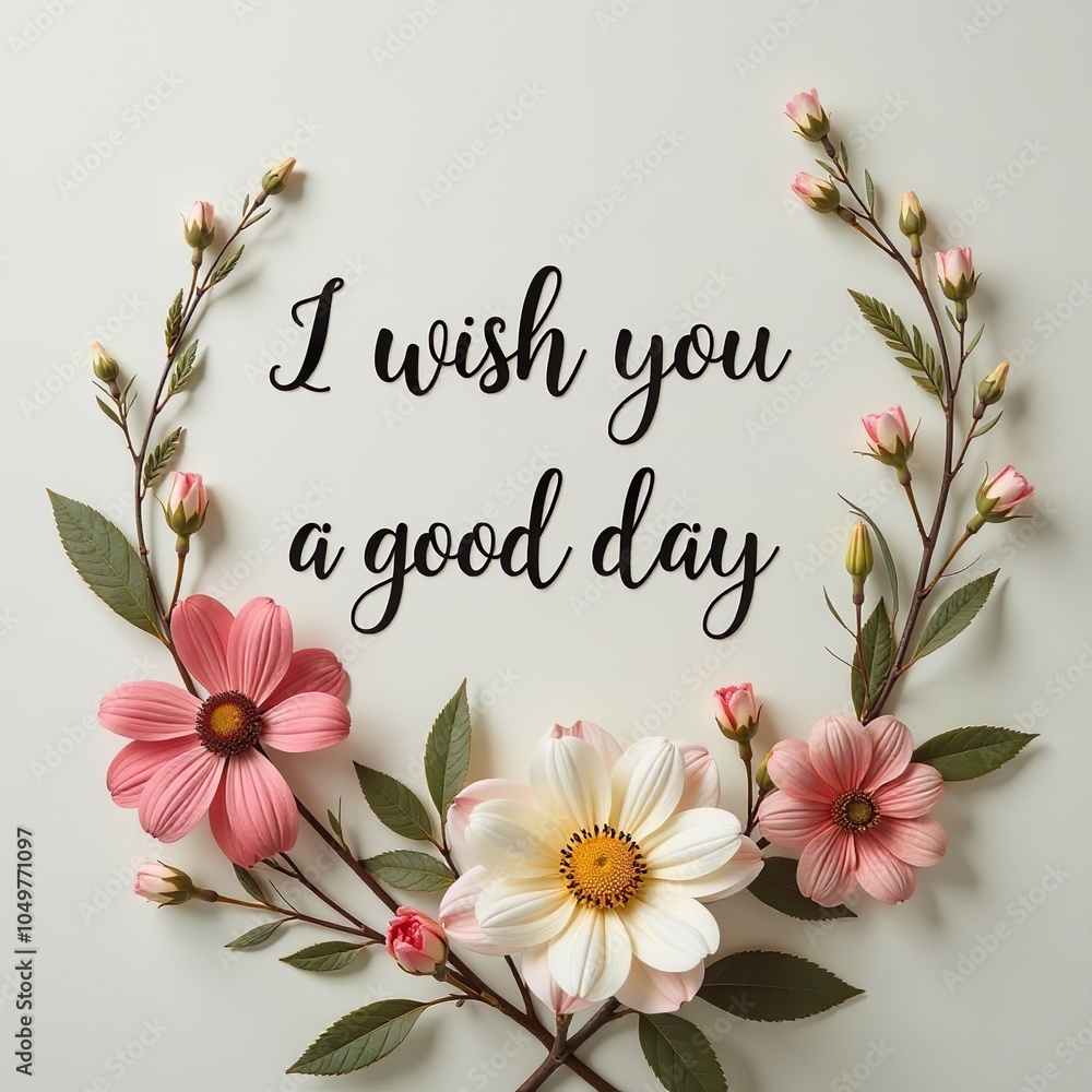 Obraz premium Gentle floral illustration with inspirational quote, soft pastel flowers and elegant typography. Warm positive greeting for Valentine’s Day 2026 cards, social media, prints and lifestyle design.