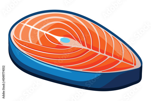 Fresh Salmon Steak Icon. Healthy Seafood Illustration Rich in Omega-3, Isolated Vector Design.