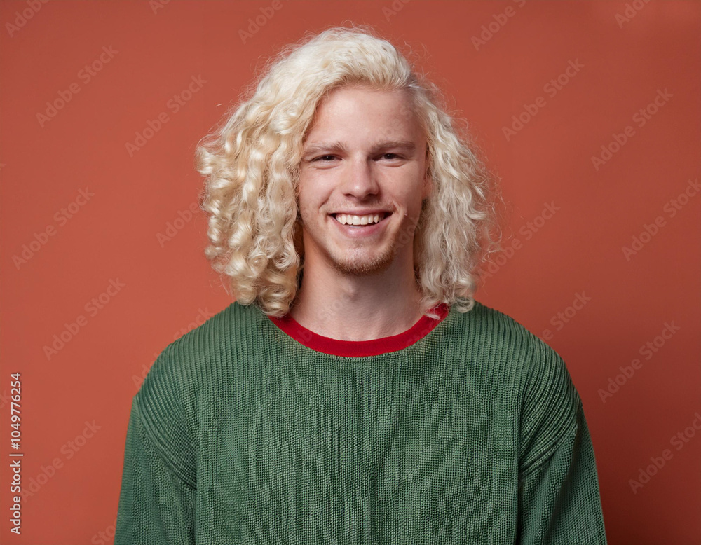 Portrait of Handsome Young Man Happily Smiling Against Colored Studio Background Portrait of Handsome Young Man Happily Smiling Against Colored Studio Background