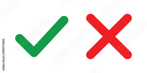 Check marks & cross mark icon,  symbol. Tick and Cross sign elements. X and OK symbol icons check boxes.