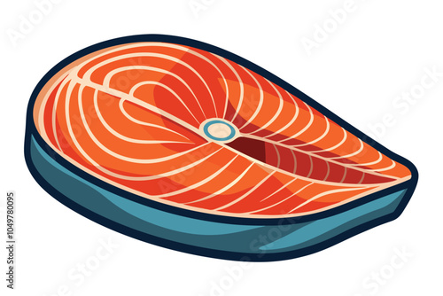 Fresh Salmon Steak Icon. Healthy Seafood Illustration Rich in Omega-3, Isolated Vector Design.