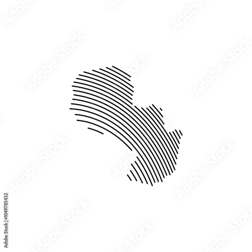 paraguay country map curved line border vector icon illustration