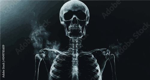 Skeleton vector banner in radiology theme, perfect for medical job postings or healthcare marketing. Sleek and professional design.