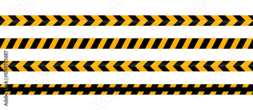 Caution tapes with black and yellow. Warning tape set for industrial safety, road signs, construction, and hazard areas, Danger, attention, or forbidden signs vector and png.