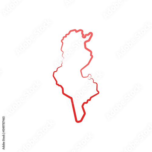 tunisia country map line border vector icon illustration