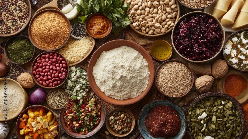 Artistic Arrangement of Eastern Food Ingredients Artistic Arrangement of Eastern Food Ingredients