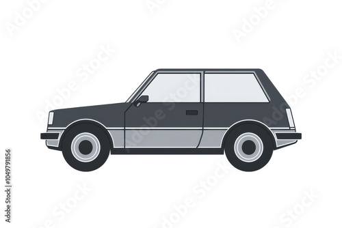 Simple vector illustration of a compact car in a sleek modern design, showcasing minimalist aesthetics and clean lines.