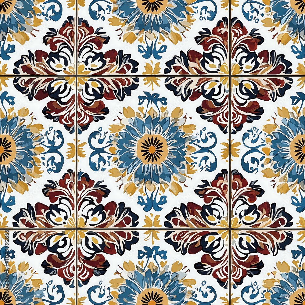 seamless repeating tile design, intricate moroccan pattern in vibrant colors (tile) seamless repeating tile design, intricate moroccan pattern in vibrant colors (tile)