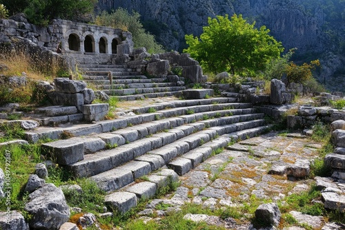 Ancient ruins at Termessos or Thermessos in the Taurus Mountains, Antalya province - generative ai photo