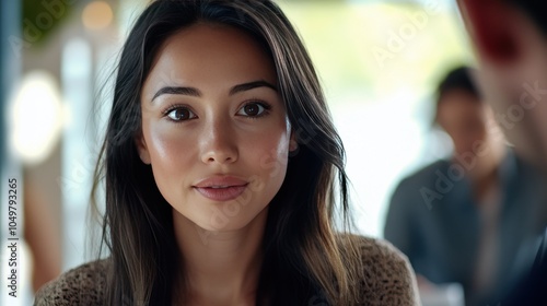 Wallpaper Mural Close-up Portrait of a Woman Looking Attentively Torontodigital.ca