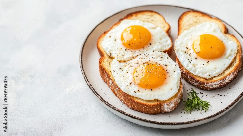 Classic Breakfast with Eggs and Toast on Neutral Plate Classic Breakfast with Eggs and Toast on Neutral Plate