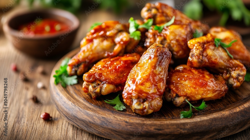 Delicious Chicken Wings in Rustic Setting with Soft Light Delicious Chicken Wings in Rustic Setting with Soft Light