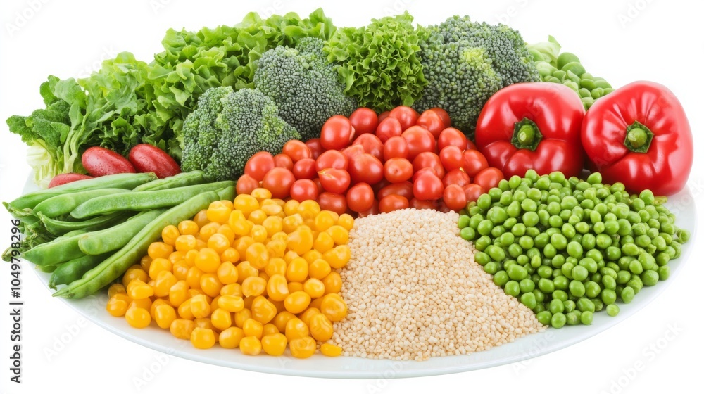 Colorful Variety of Grains and Vegetables on a Plate Colorful Variety of Grains and Vegetables on a Plate