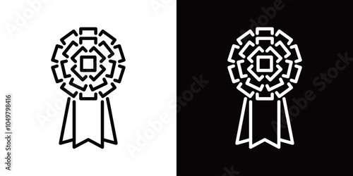 当選の花のシンプルなラインアイコンセット