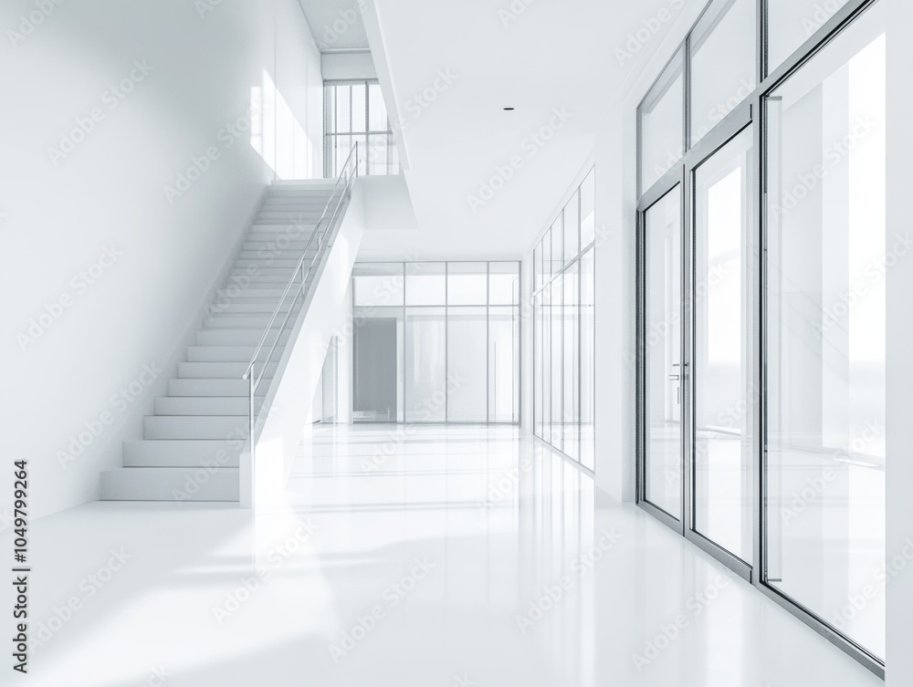 Obraz premium Modern White Staircase.