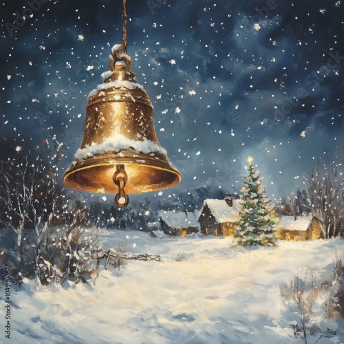 ring bell on falling snow