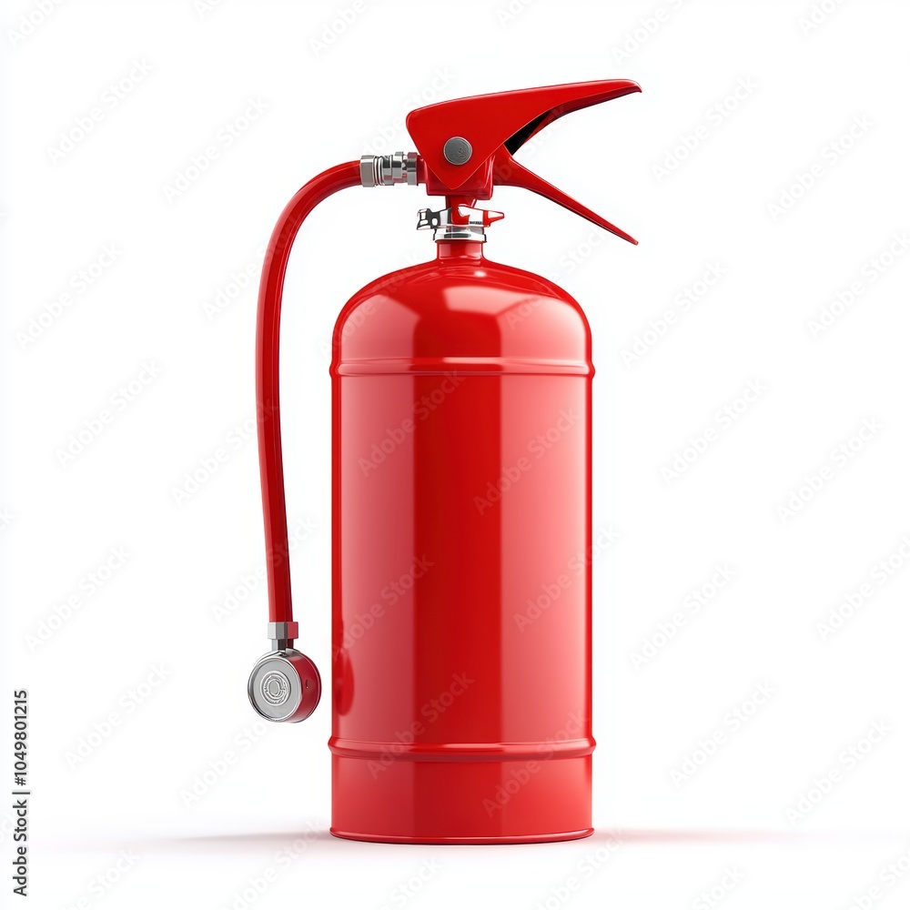 Detailed 3D model of a fire extinguisher, showing nozzle, safety pin, and labeling details for a realistic emergency tool look Detailed 3D model of a fire extinguisher, showing nozzle, safety pin, and labeling details for a realistic emergency tool look