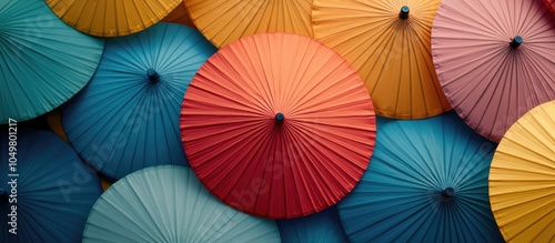 Close up view of colorful parasols used as background images. with copy space image. Place for adding text or design