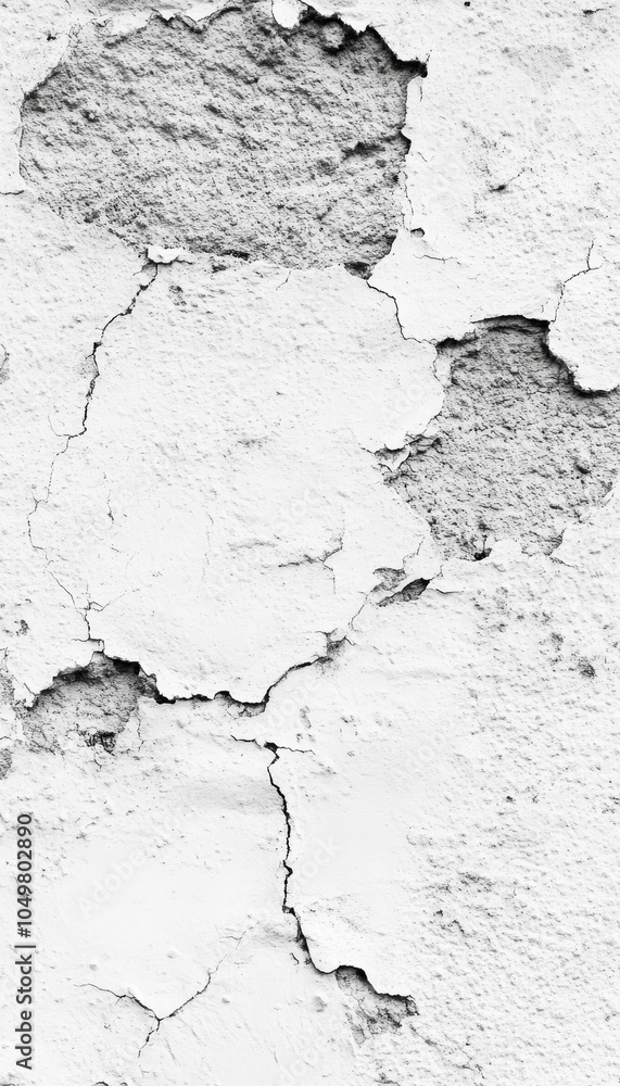 Obraz premium Grunge White Concrete Wall Texture With Peeled And Cracked Paint, Abstract Background Or Texture