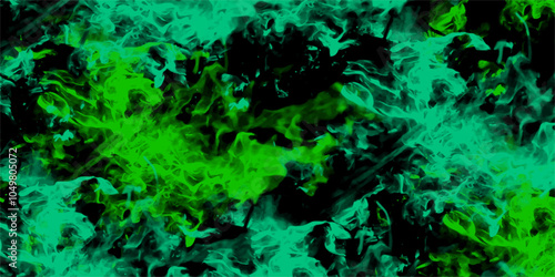 Abstract vibrant green and black textured pattern resembling organic smoke or flames. The intense contrast and dynamic shapes create a dramatic, mysterious atmosphere. Perfect for backgrounds, edgy de