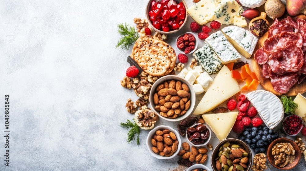 Variety of Cheeses and Nuts on a Platter Variety of Cheeses and Nuts on a Platter
