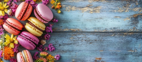 Colorful macaroons and flow...