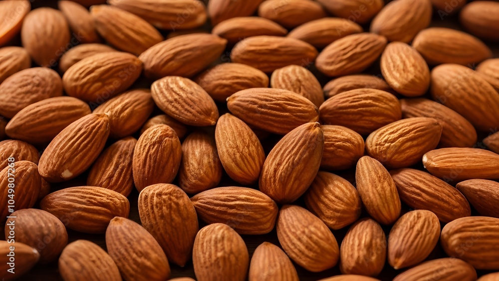 Fototapeta premium Close-up of numerous almonds covering the frame.