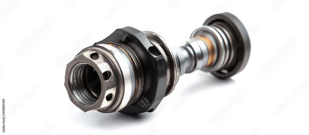 Brand new CV joint with rubber isolation on white background with copy space Brand new CV joint with rubber isolation on white background with copy space