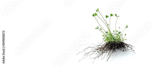 Water dropwort on a white background Water dropwort with its roots. with copy space image. Place for adding text or design photo