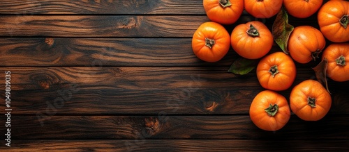 Ripe orange persimmons on a...