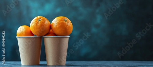 Tangerines drop into paper ...