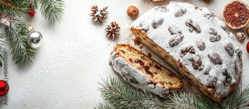 Cut open German Stollen cak...