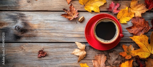 Cup of coffee and fall leav...