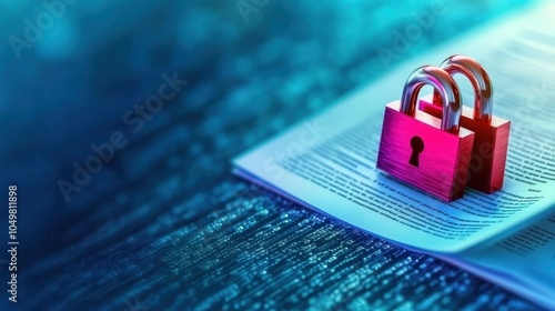 Digital security and privacy concept represented by a padlock icon on a blurred technology background  Illustrates the importance of data protection access control