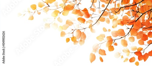Autumn leaves against a whi...