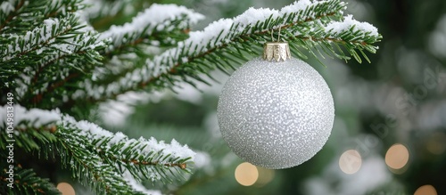 A shiny white Christmas bal...