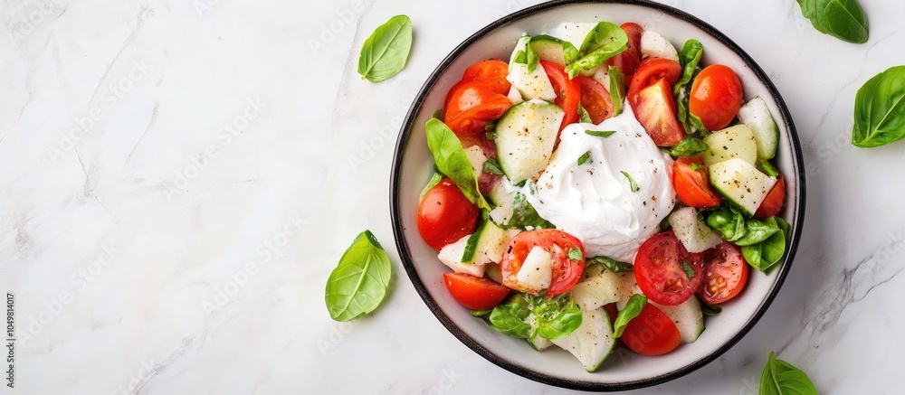 vegetable salad with thick cream. with copy space image. Place for adding text or design vegetable salad with thick cream. with copy space image. Place for adding text or design